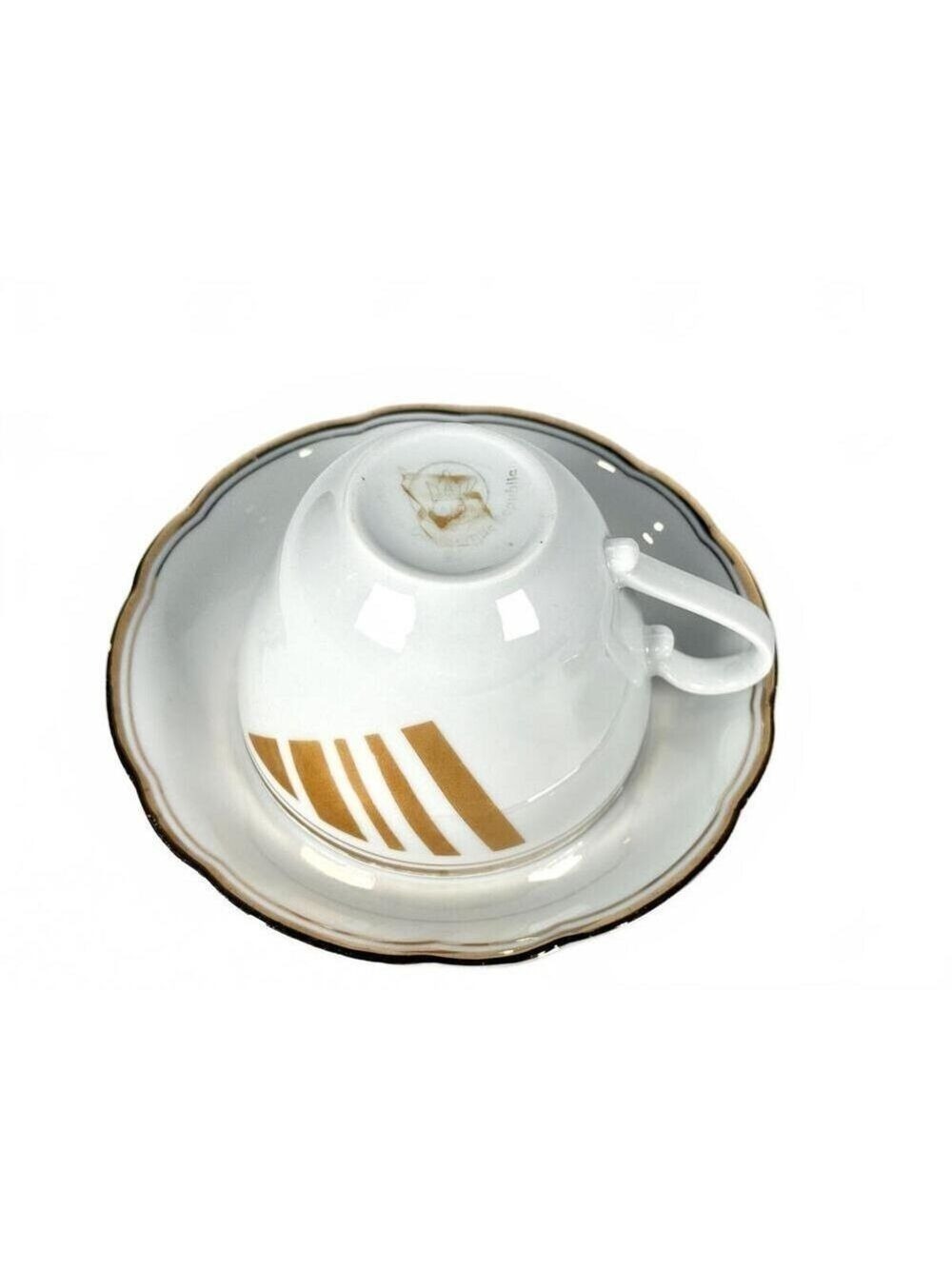 Set of 2 Vintage Kahla GDR Geometric Porcelain Tea Cups and Saucers East Germany - Picture 9 of 14